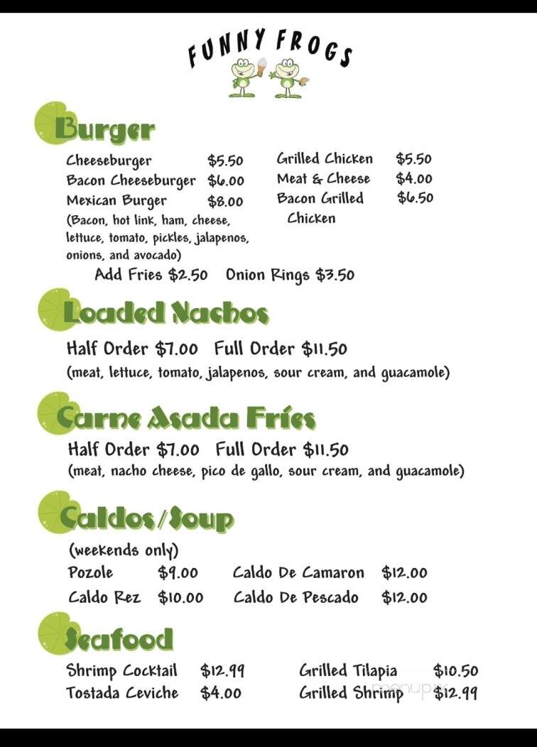 Funny Frogs - Emory, TX menu_pic
