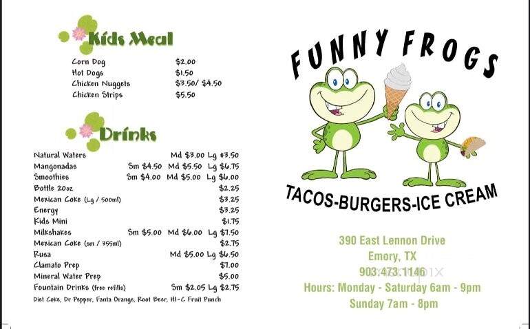 Funny Frogs - Emory, TX menu_pic