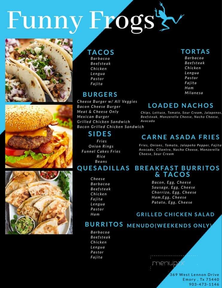 Funny Frogs - Emory, TX menu_pic