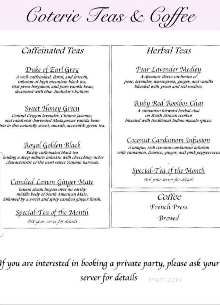 Coterie Tea & Eatery - Upland, CA menu_pic