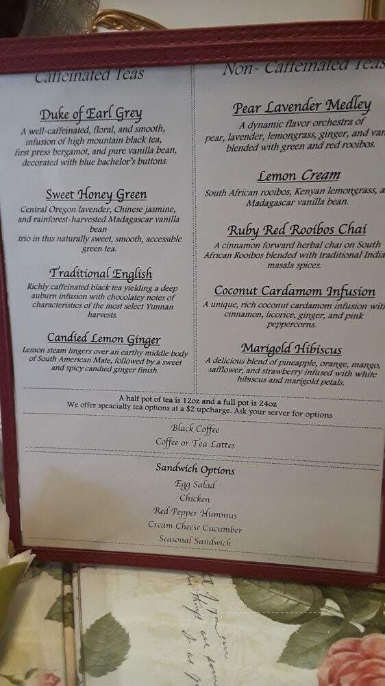 Coterie Tea & Eatery - Upland, CA menu_pic