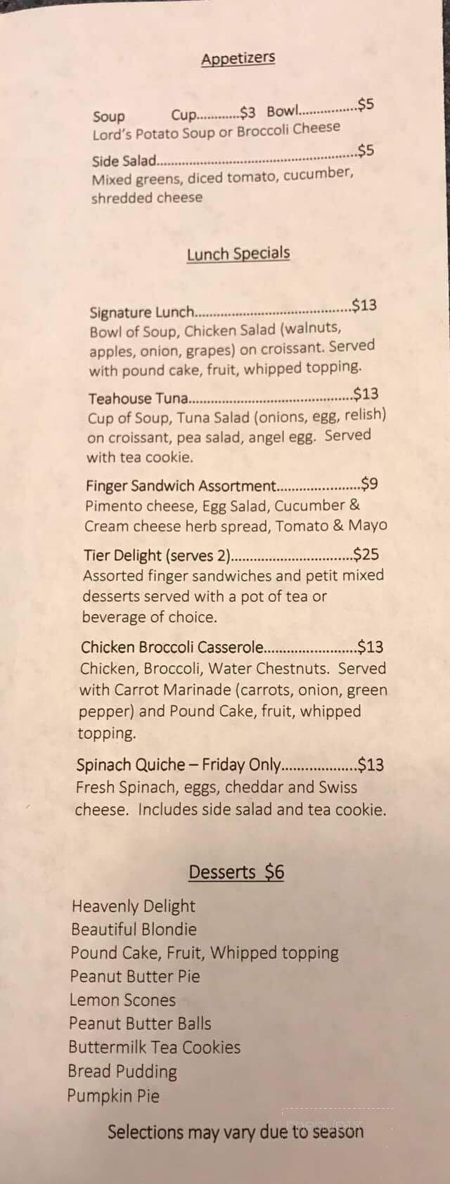 Amazing Grace Tea House - Wauchula, FL menu_pic