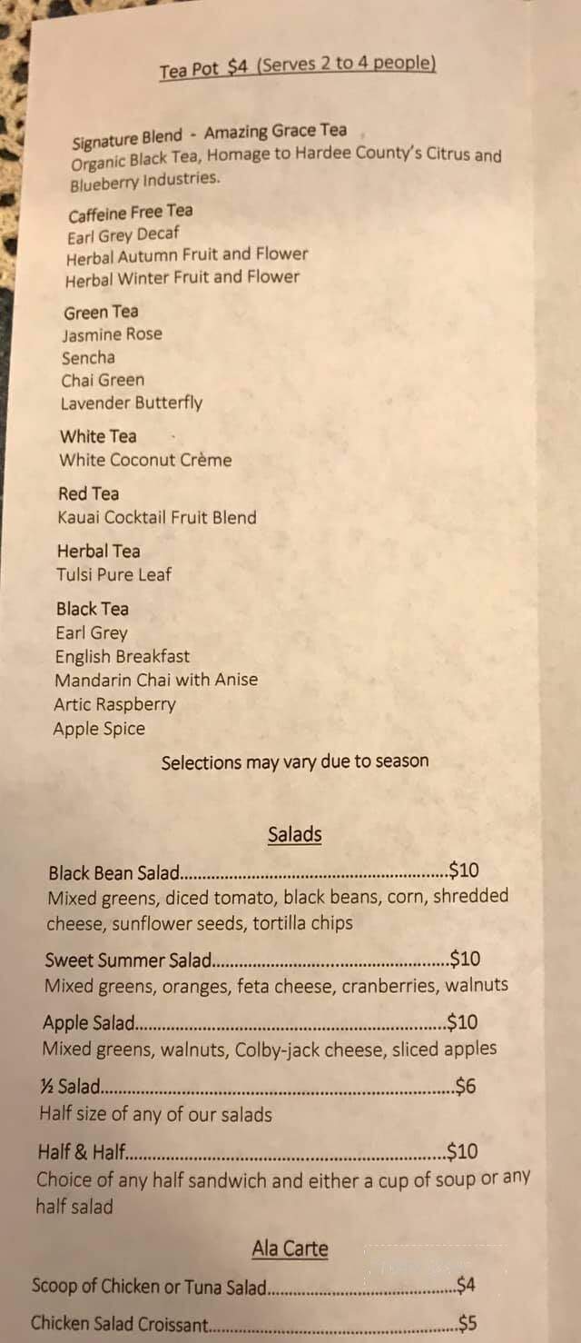 Amazing Grace Tea House - Wauchula, FL menu_pic