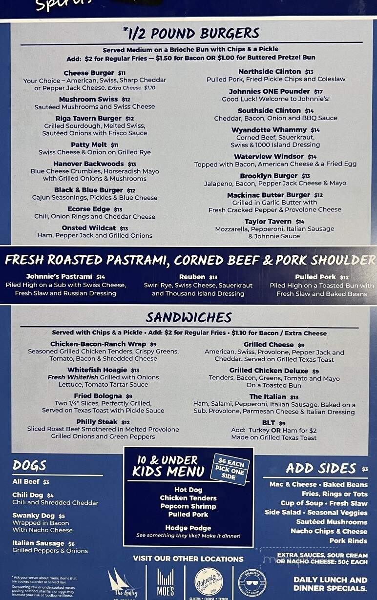Johnnie's on 2 - St. Ignace, MI menu_pic