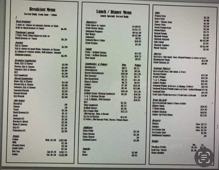Thompson's kitchen - Port Sulphur, LA menu_pic