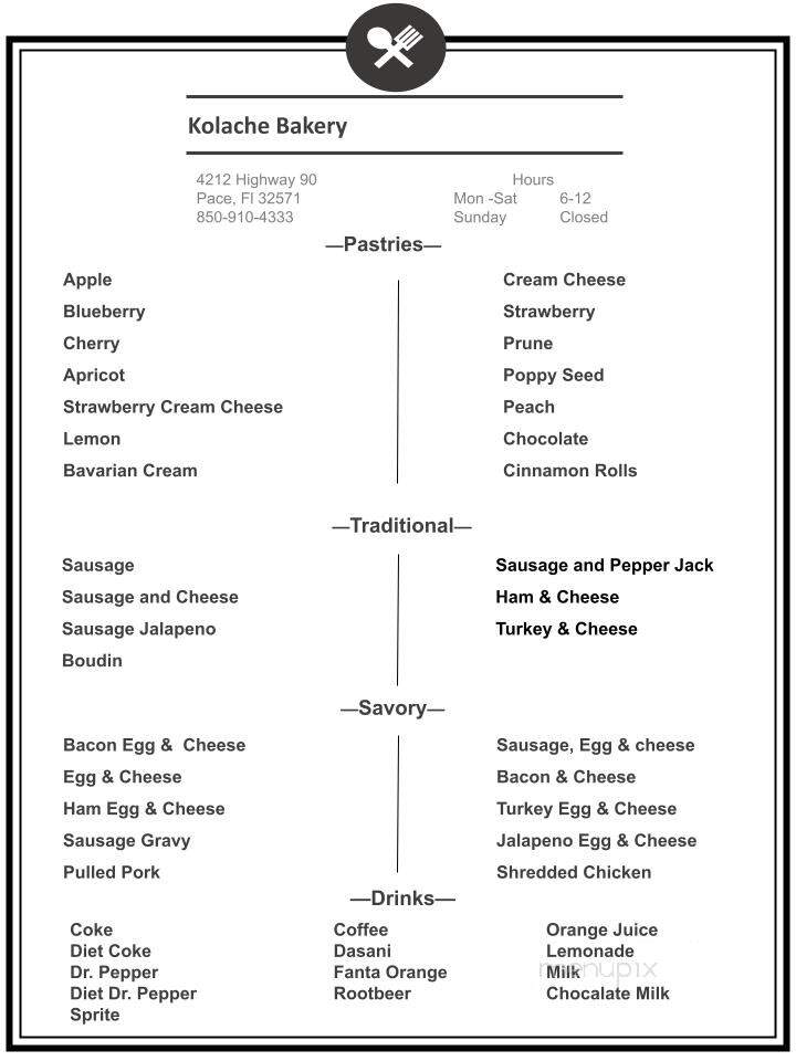 Kolache Bakery - Pace, FL menu_pic