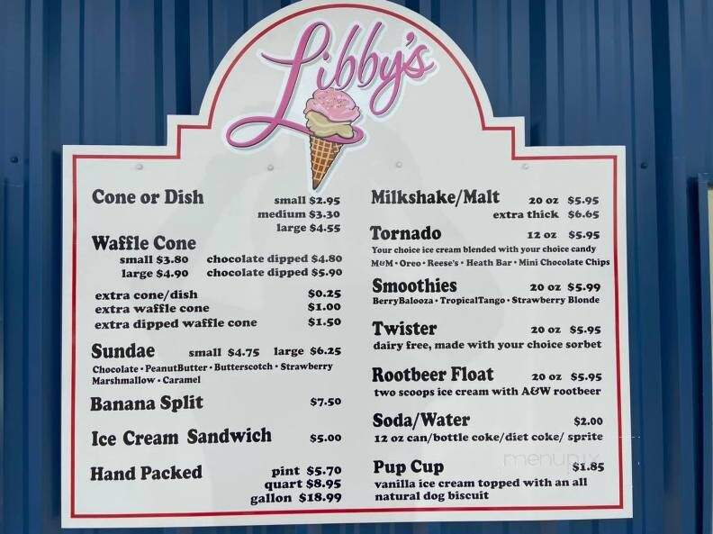 Libby's Ice Cream - Greenfield, IN menu_pic