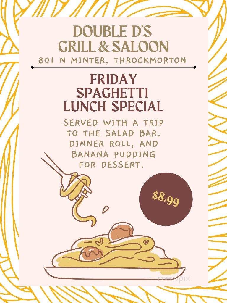 Double D's Grill and Saloon - Throckmorton, TX menu_pic