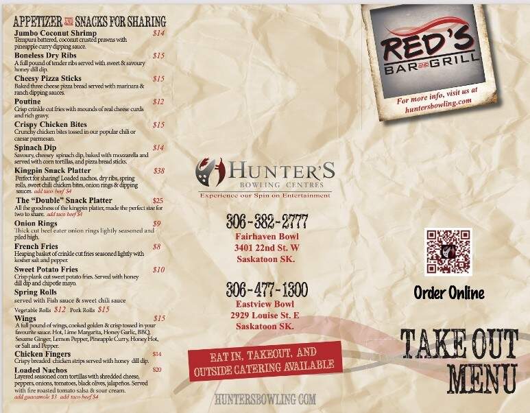 Red's Bar and Grill - Saskatoon, SK menu_pic
