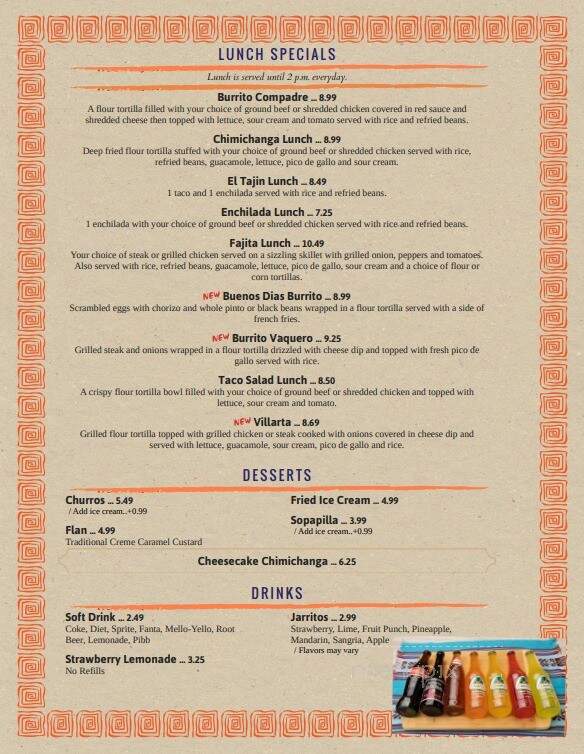 El Tajin Mexican Restaurant - Marshall, MI menu_pic