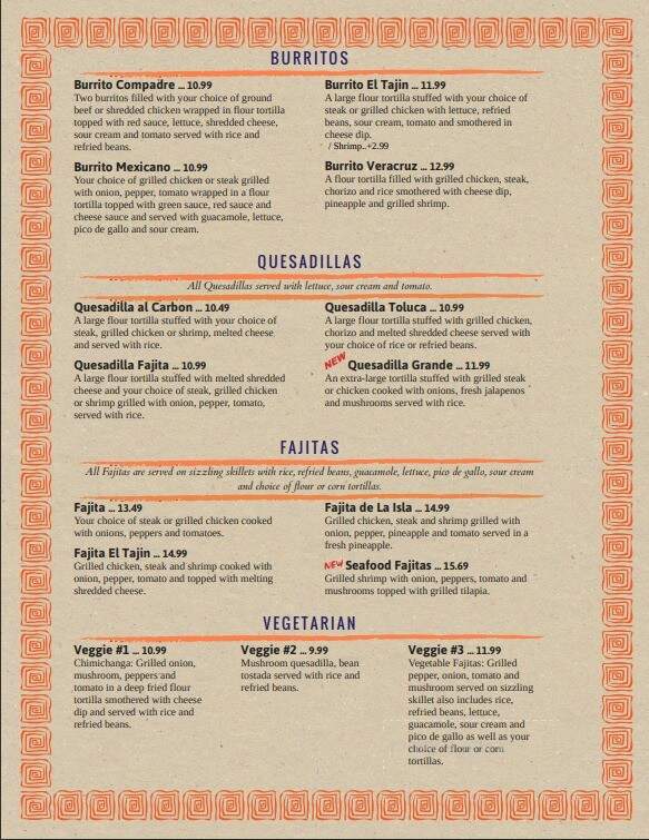 El Tajin Mexican Restaurant - Marshall, MI menu_pic