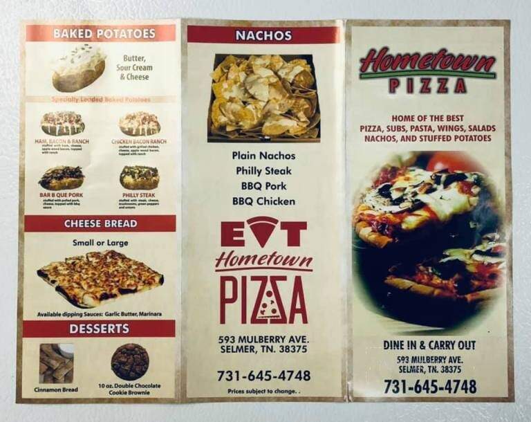 Hometown Pizza - Selmer, TN menu_pic