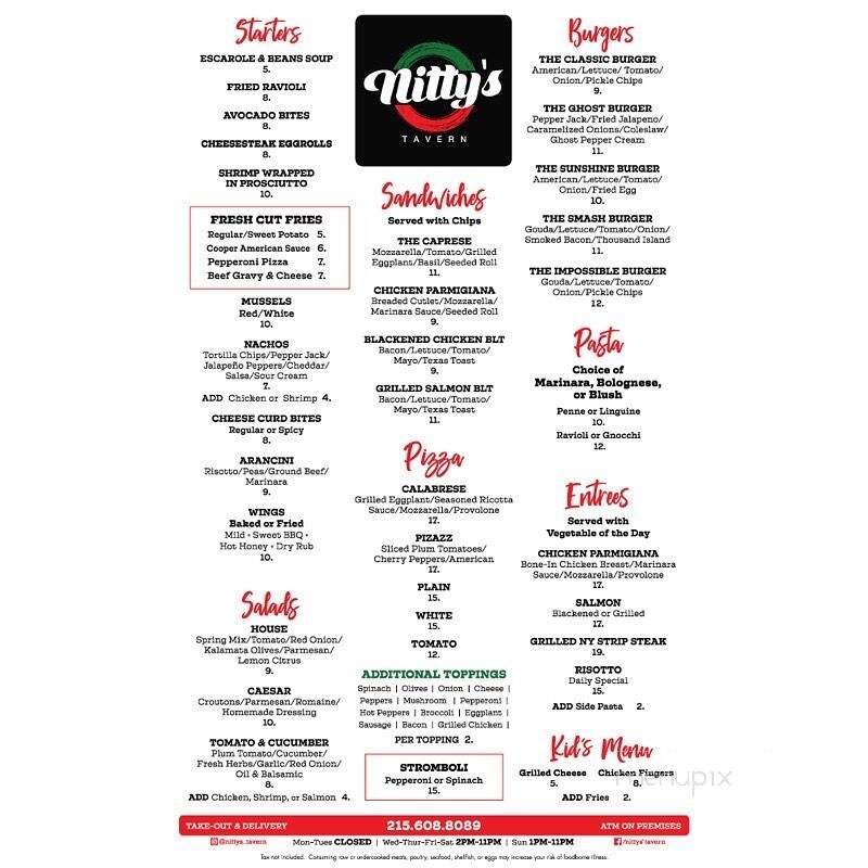 Nitty's Tavern - Philadelphia, PA menu_pic