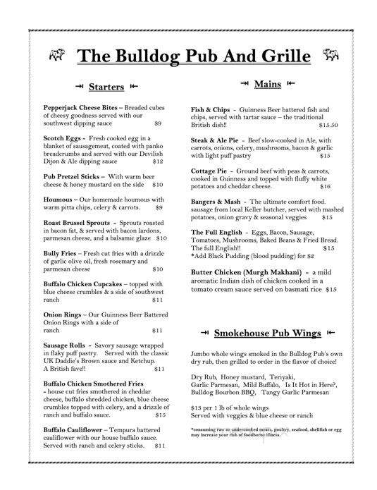 The Bulldog Pub & Grille - LaGrange, OH menu_pic