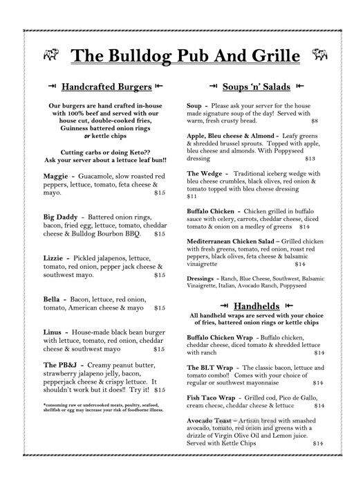 The Bulldog Pub & Grille - LaGrange, OH menu_pic