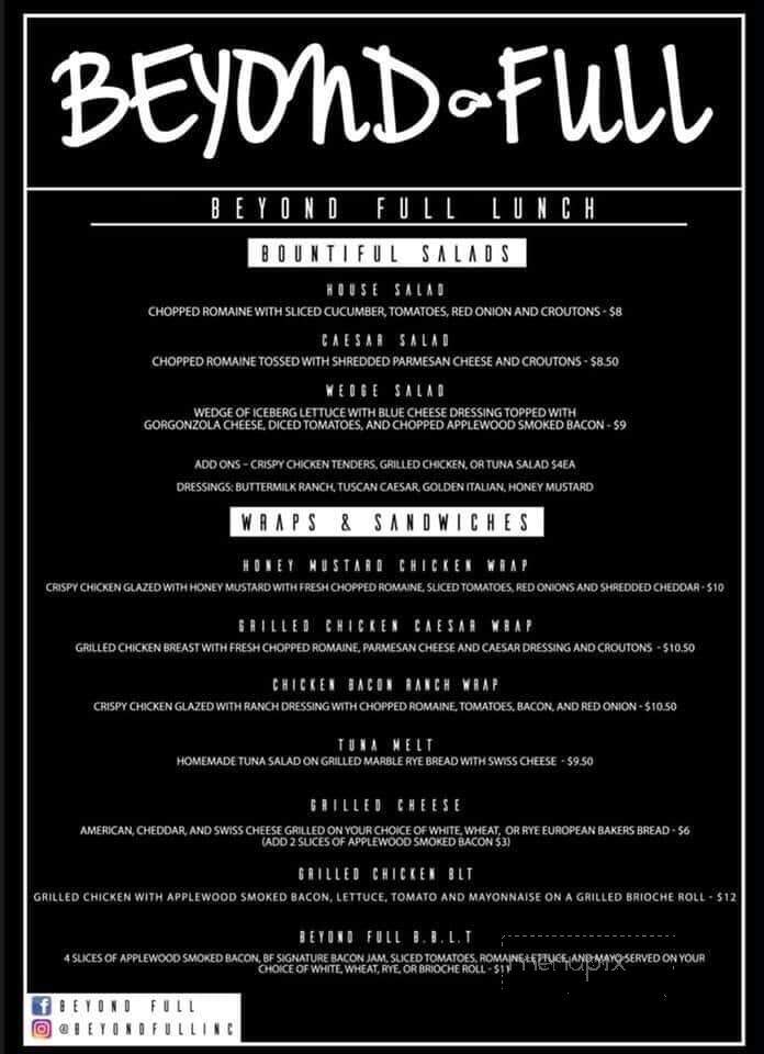 Beyond Full - Hopedale, MA menu_pic