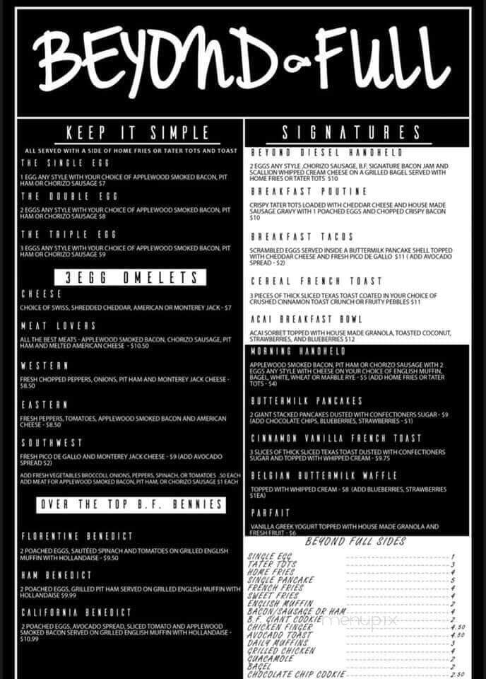 Beyond Full - Hopedale, MA menu_pic