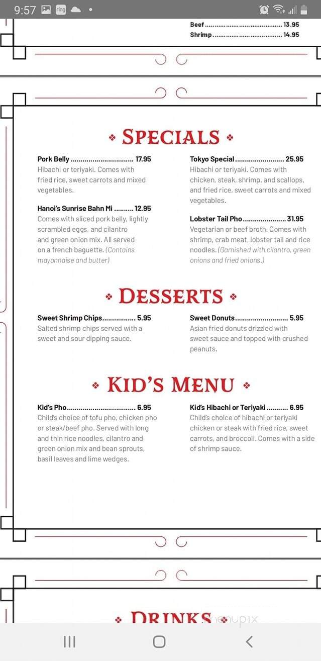 Tokyo Hanoi Fusion - Concord, NC menu_pic
