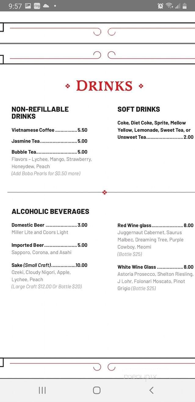 Tokyo Hanoi Fusion - Concord, NC menu_pic