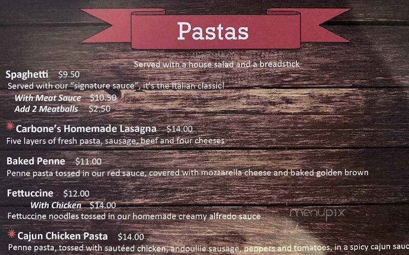 Carbones Pizza and Sports Bar - Rochester, MN menu_pic