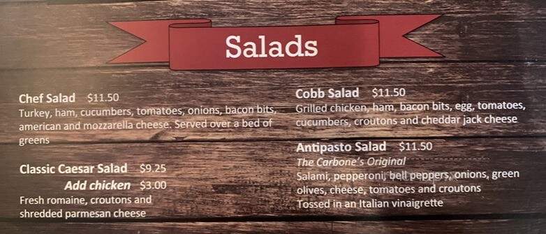 Carbones Pizza and Sports Bar - Rochester, MN menu_pic