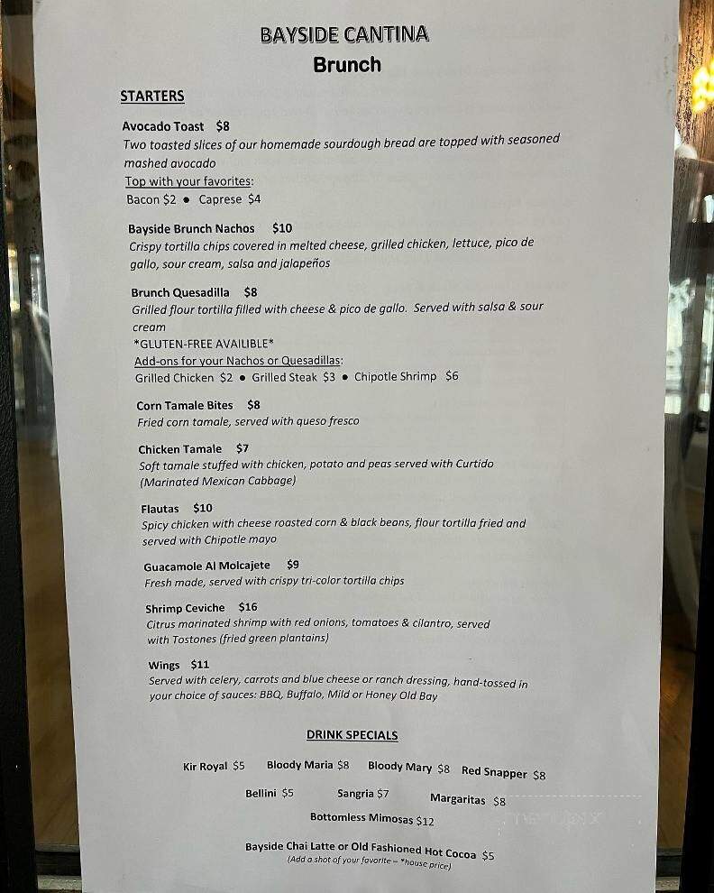 Bayside Cantina - Baltimore, MD menu_pic