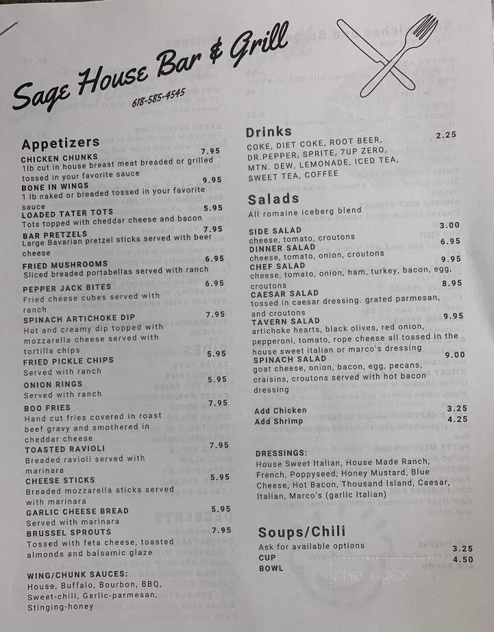 Sage House - Bunker Hill, IL menu_pic
