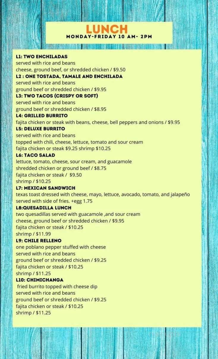 Coco's Mexican Grill - Raceland, LA menu_pic