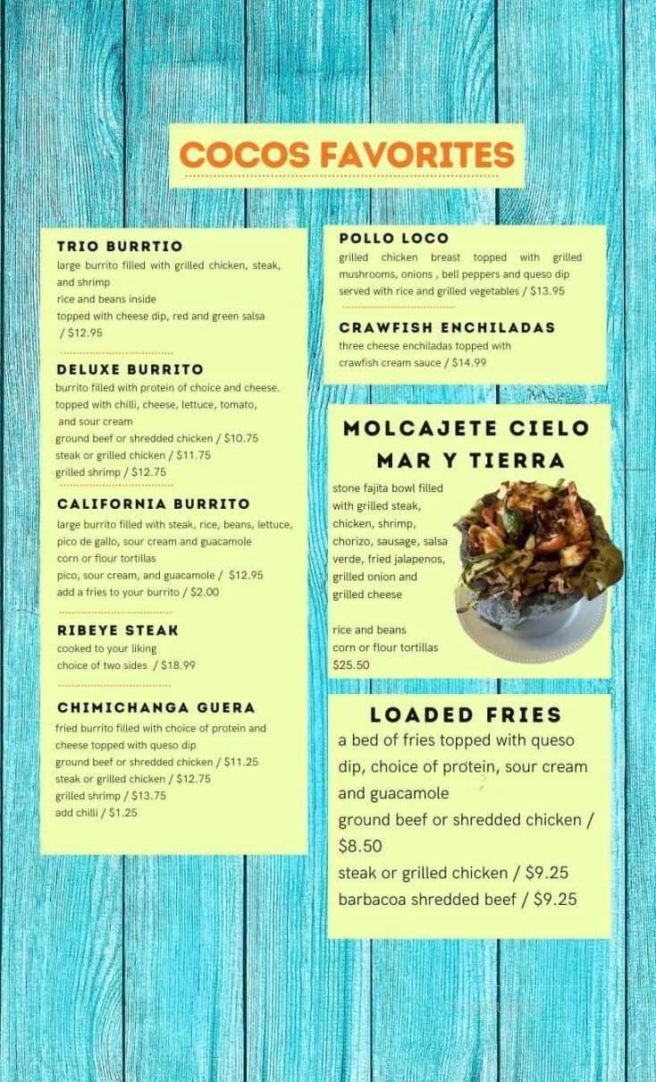 Coco's Mexican Grill - Raceland, LA menu_pic
