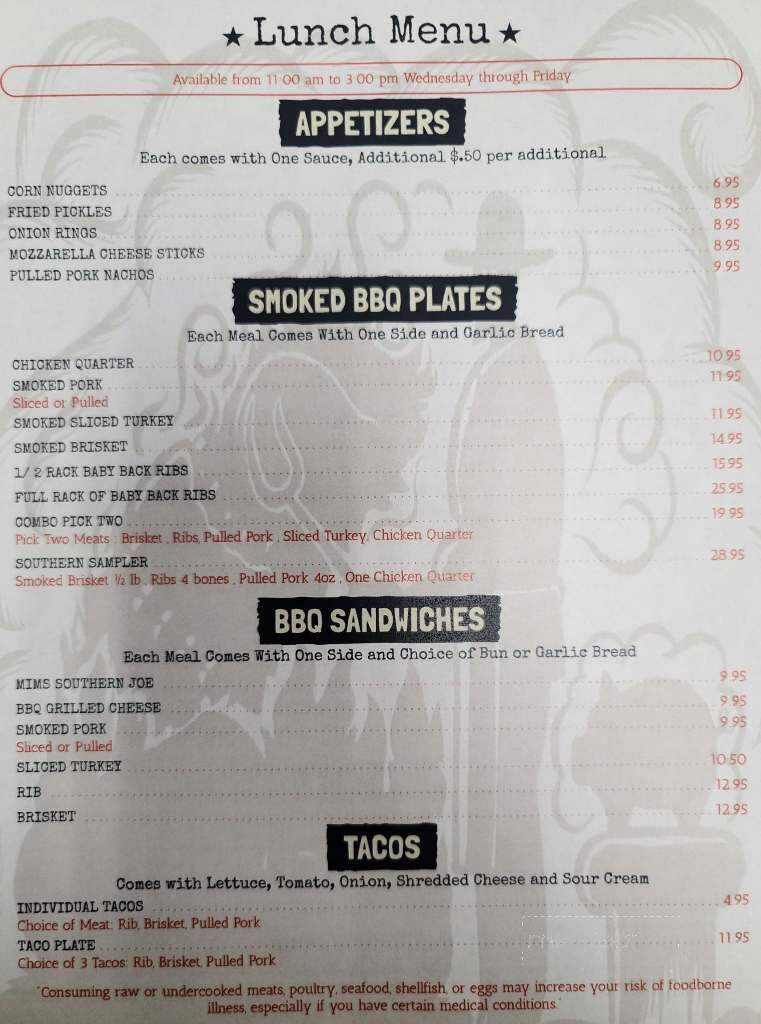 Mims Southern BBQ - Titusville, FL menu_pic