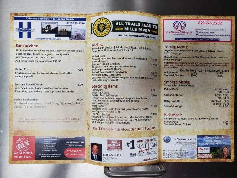 Big Mike's BBQ - Mills River, NC menu_pic