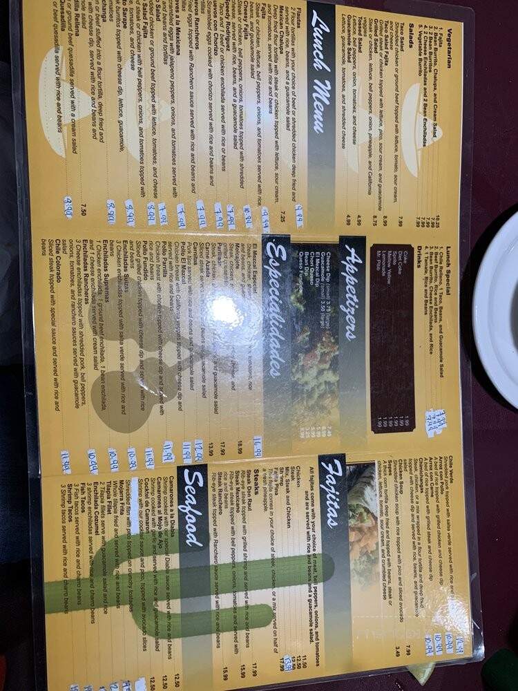 El Mezcal Mexican Grill - Cullman, AL menu_pic