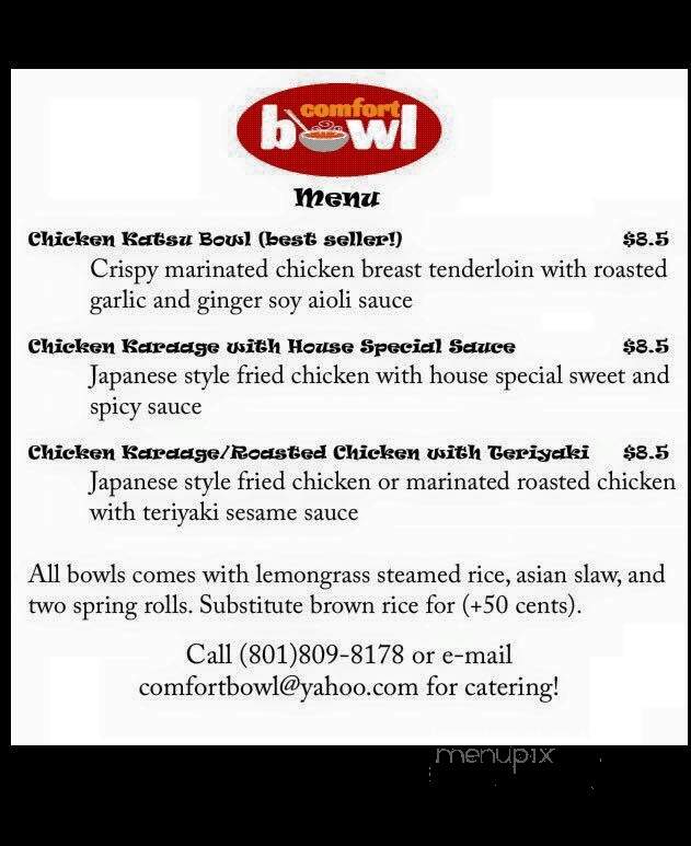 Comfort Bowl - South Salt Lake, UT menu_pic