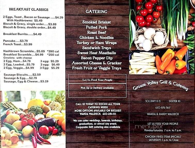 Grouse Valley Grill - Dexter, KS menu_pic
