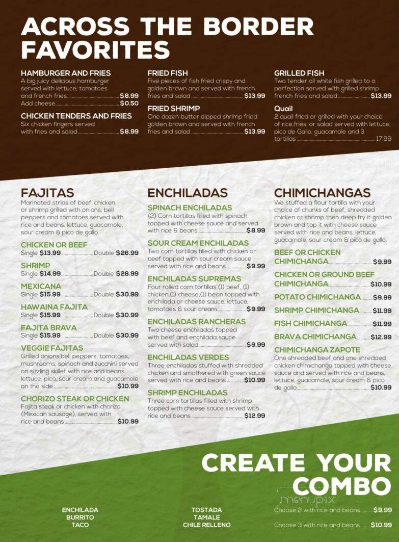 Zapote Mexican Grill - Bunkie, LA menu_pic