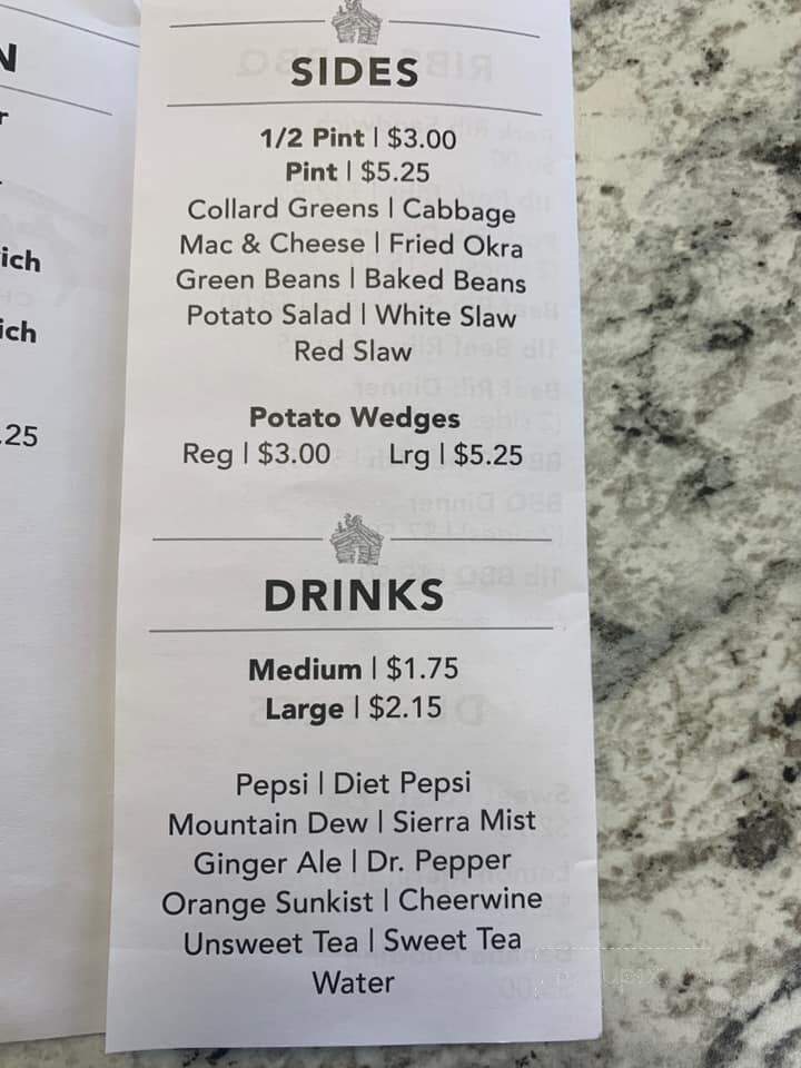 Frankies Chicken and Ribs - Cleveland, NC menu_pic