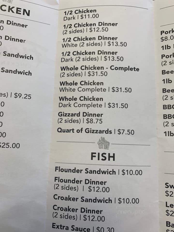 Frankies Chicken and Ribs - Cleveland, NC menu_pic