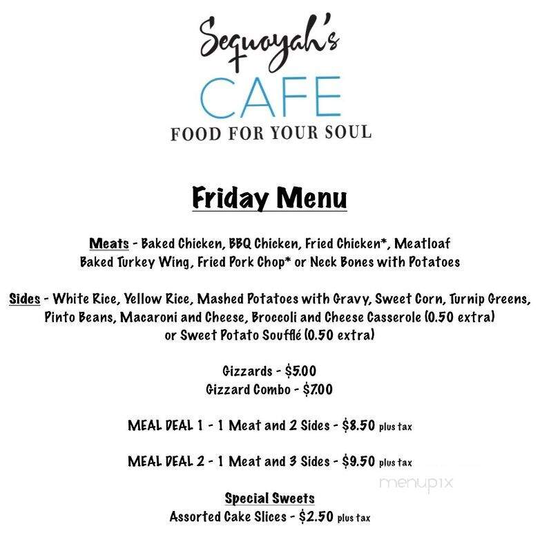 Sequoyah's Cafe - Holly Hill, SC menu_pic