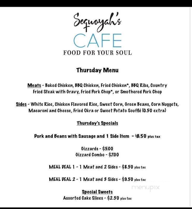 Sequoyah's Cafe - Holly Hill, SC menu_pic