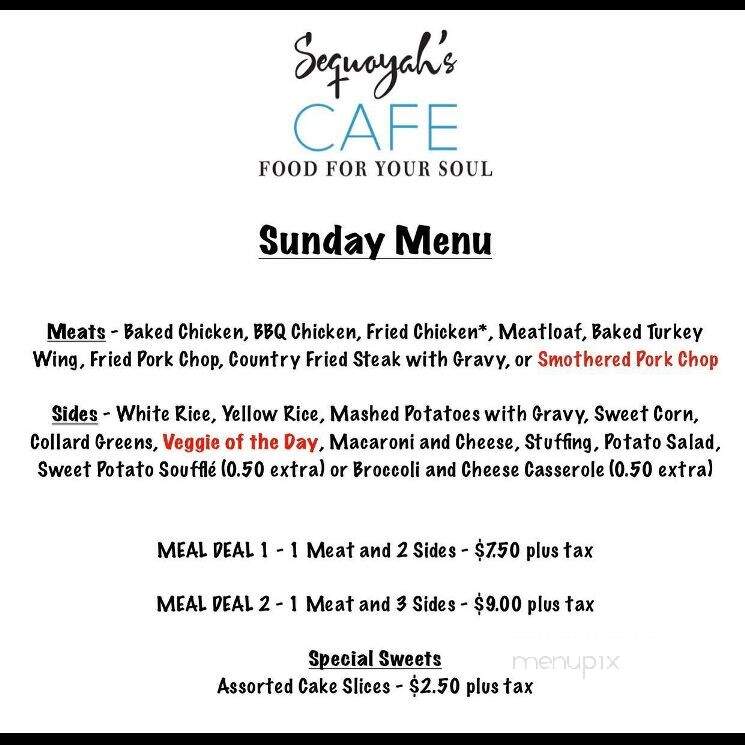 Sequoyah's Cafe - Holly Hill, SC menu_pic