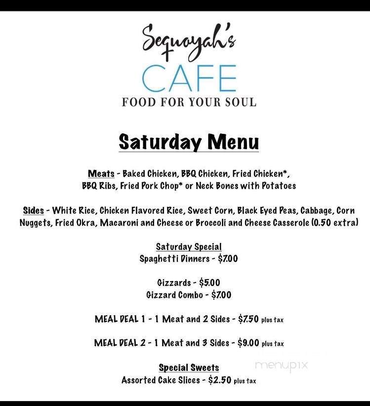 Sequoyah's Cafe - Holly Hill, SC menu_pic