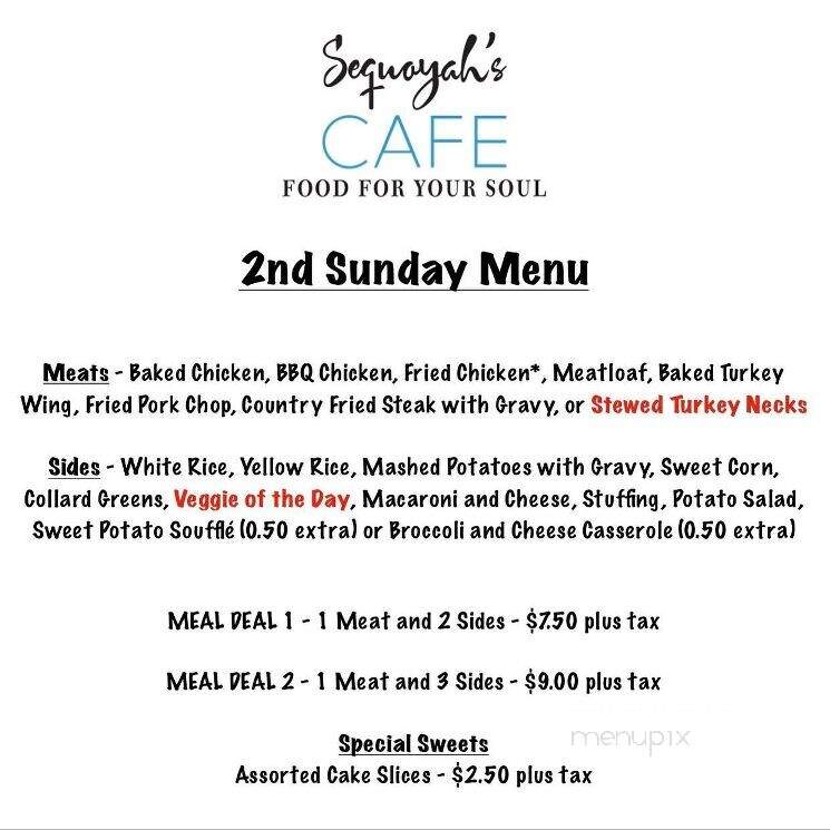 Sequoyah's Cafe - Holly Hill, SC menu_pic