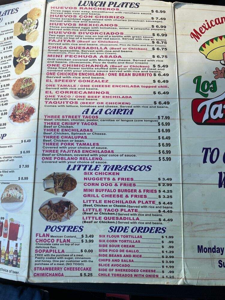 Los 3 Tarascos - McAlester, OK menu_pic