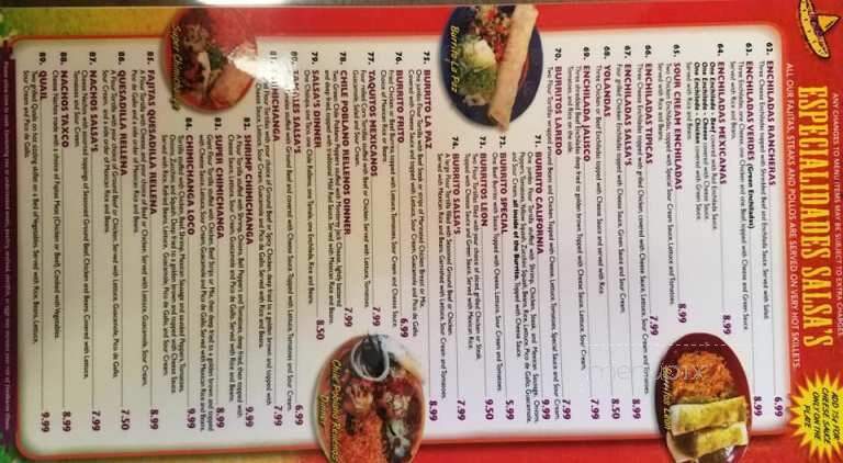 Salsa's Grill - Pearl, MS menu_pic