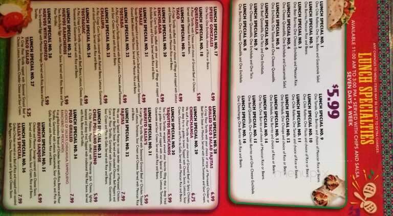 Salsa's Grill - Pearl, MS menu_pic
