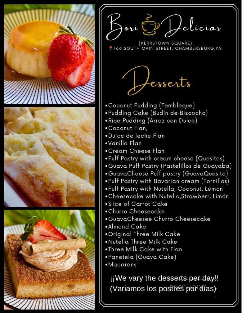Bori Delicias - Chambersburg, PA menu_pic