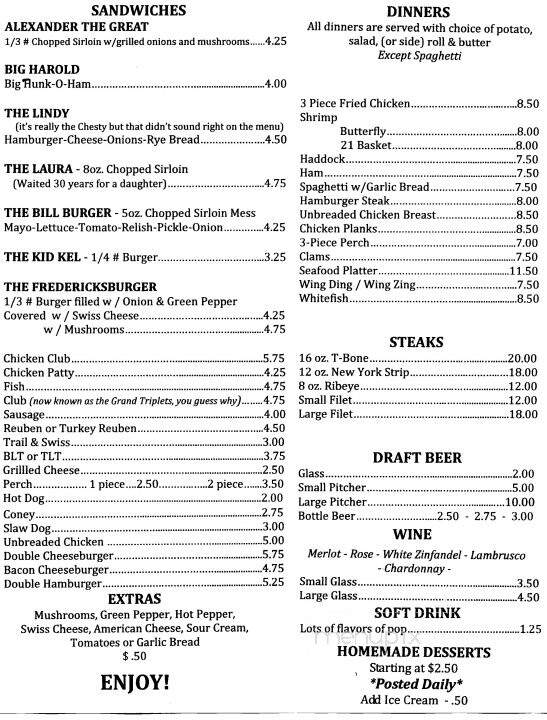Horse & Harness Pub - Fredericksburg, OH menu_pic