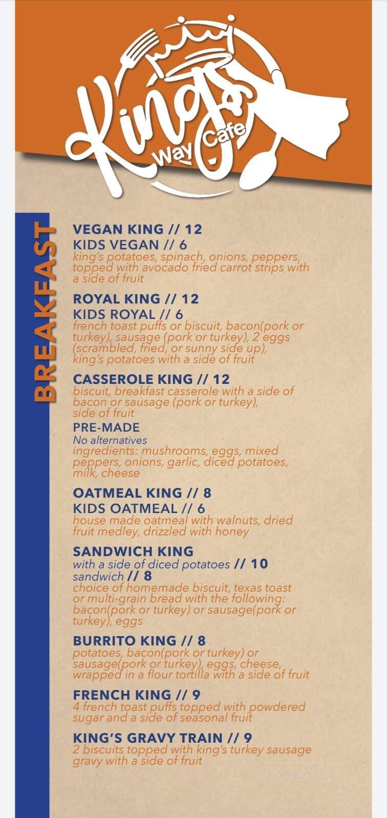 King's Way Cafe - Cincinnati, OH menu_pic