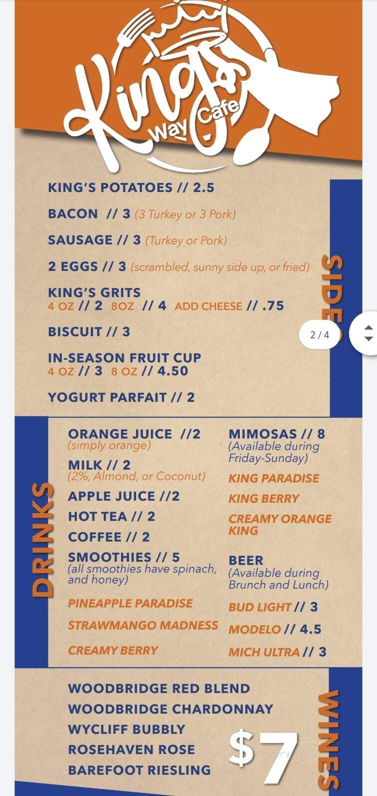 King's Way Cafe - Cincinnati, OH menu_pic