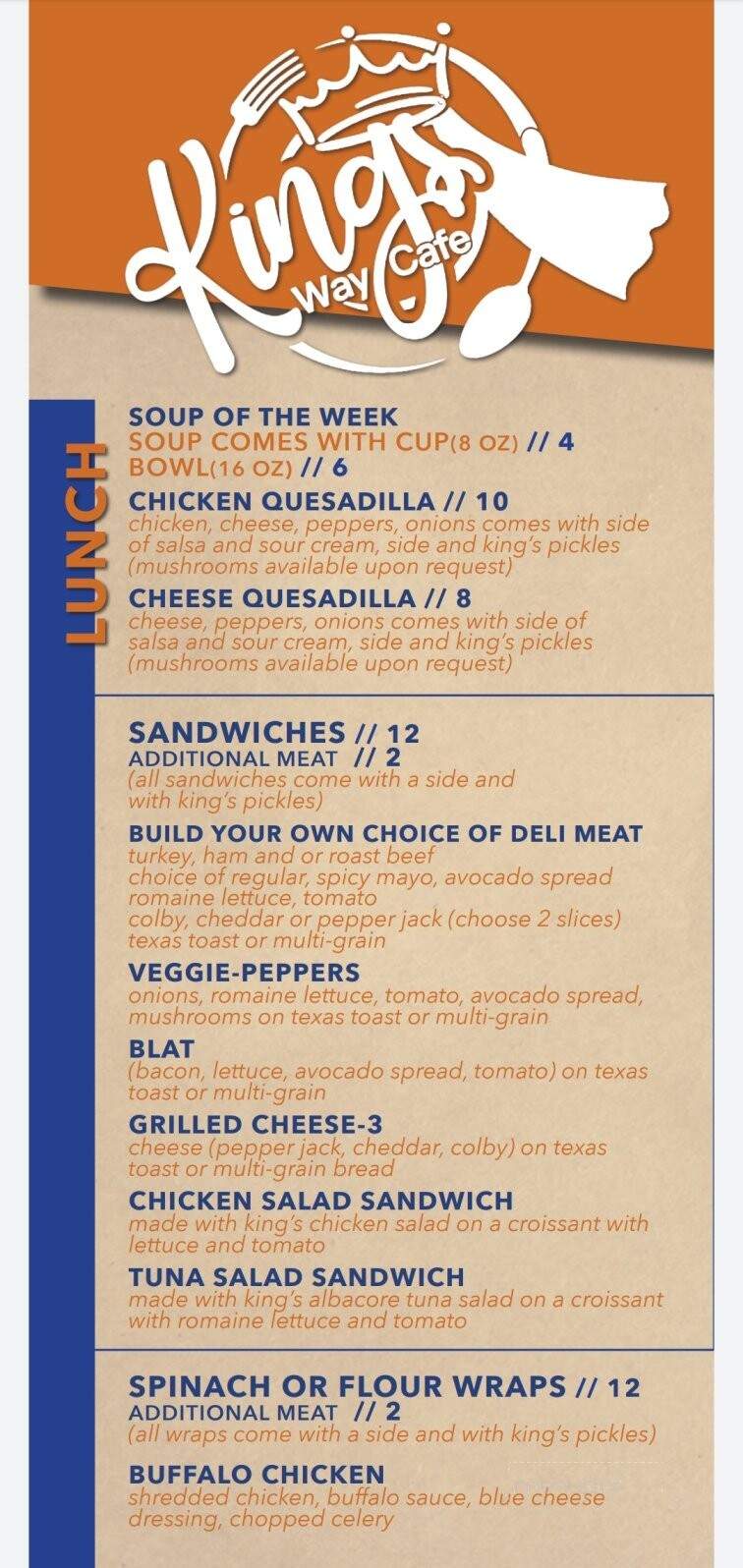 King's Way Cafe - Cincinnati, OH menu_pic